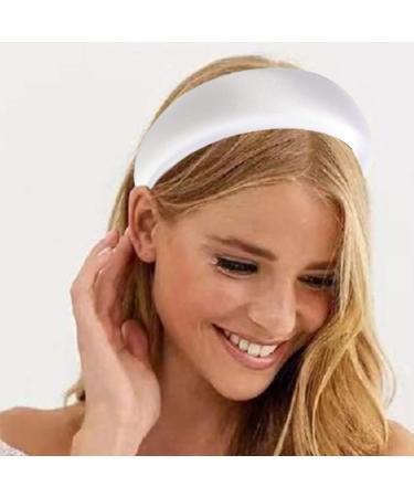 Satin Padded Headbands for Women Solid Plastic Thick Hair Hoop Girls Sponge Non-slip Hairbands Hair Accessories (White) Women's headband - Buy Online on GoSupps.com