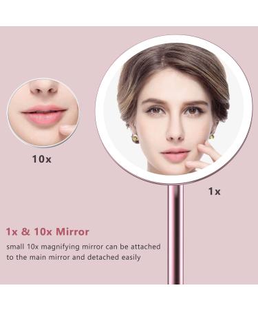 Kostlich Lighted Makeup Mirror with 3 Light Settings - Rechargeable Vanity Mirror, 10x Magnification, Touch Sensor, Rose Gold Finish - Buy Online on GoSupps.com