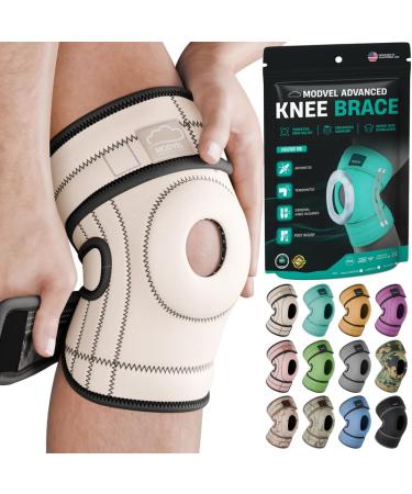 Modvel ELITE Knee Brace With Side Stabilizers & Patella Gel Pads for Maximum Knee Pain Support and Fast Recovery for Men and Women Knee Pad for Running Workout Arthritis Joint Recovery S-M NUDE