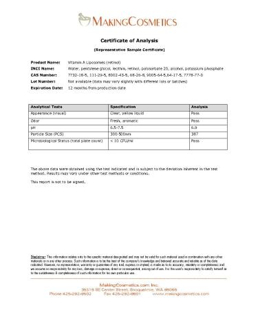 MakingCosmetics - Vitamin A Liposomes (retinol) - 1.0floz / 30ml - Cosmetic Ingredient - Buy Online on GoSupps.com