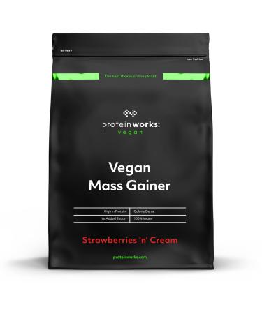 THE PROTEIN WORKS Vegan Gainer | 100% Plant-Based | High-Calorie Protein Powder | Weight Gain | THE PROTEIN WORKS | Strawberry Cream | 2kg