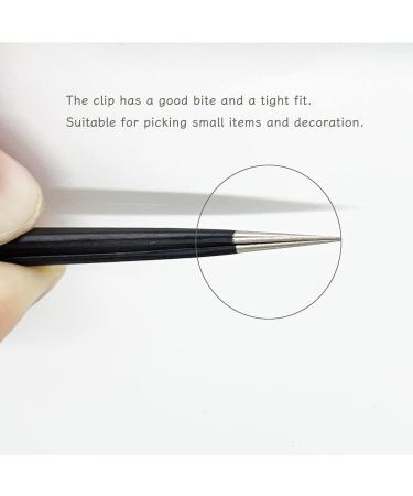 2 PCS Nail Art Tweezers Set - Straight and Curved Tip Rhinestone Stickers Picker Tweezers for Craft & Makeup - Black - Buy Online on GoSupps.com