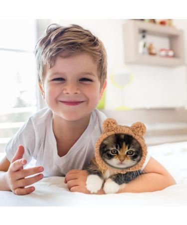 JOICEE Cute Cat Costume Warm Bear Hat for Cat Adjustable Soft Small Pet Headwear Bear Hat for Cat Puppy Dog (Brown) - Buy Online on GoSupps.com