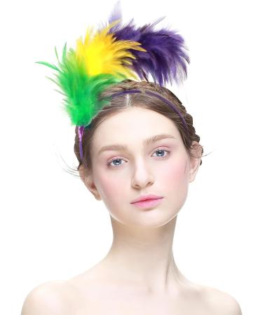 MWOOT Feather Headband 1920s Fascinator Headwear Purple Yellow Green Feather Headpiece Hair Accessories for Cocktail Wedding Tea Party  - Buy Online on GoSupps.com