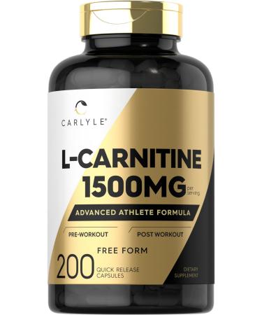 L-Carnitine 1500mg | 200 Capsules | Advanced Athlete Formula | Workout Supplement | Non-GMO, Gluten Free | by Carlyle - Buy Online on GoSupps.com