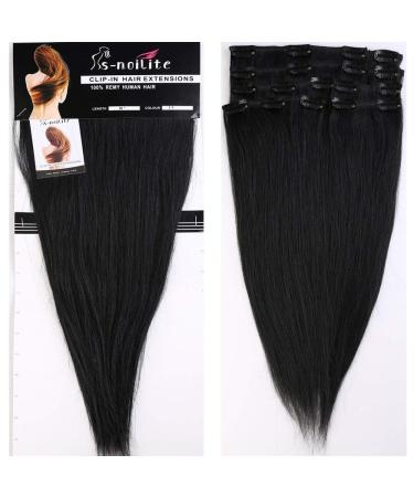 Real Remy Human Hair Extensions - Clip In 8pcs 18 Clips 105g 50cm (#1 Black) - Premium Quality for Effortless Style - Buy Online on GoSupps.com