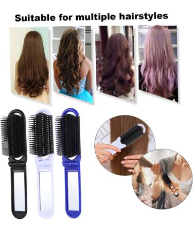 SOLUSTRE 3 Pieces Foldable Comb with Mirror Antistatic Comb High Temperature Resistance for Travel Outdoor Activities White Black Blue Beard Care - Buy Online on GoSupps.com