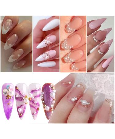 2 Boxes Gold Silver Nail Art Pearls Beads & Rhinestones for DIY Manicure & Jewelry - Buy Online on GoSupps.com