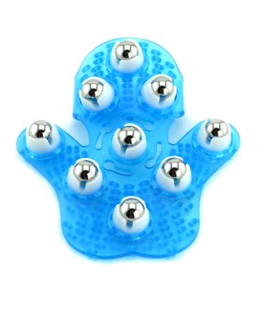 SAMYO Palm-Shaped Massage Glove with 9 360-Degree Metal Rollers Personal Care Blue