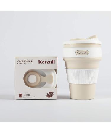 Korzull Collapsible Coffee Mug | Baby Powder Color | 12oz | Leak Proof & Odor Free | Silicone | BPA Free - Buy Online on GoSupps.com