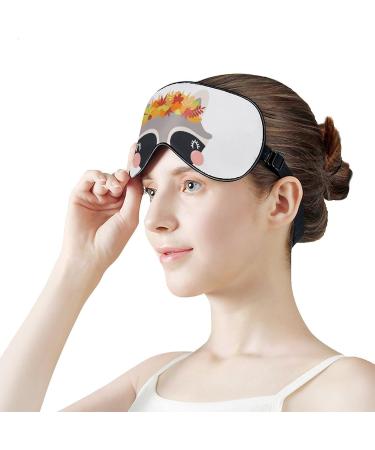 Light-Blocking Sleep Mask - Cute Raccoon Eye Mask for Women | Comfortable & Soft Adjustable Blindfold Eye Cover for Men - Autumn Fall Design - Buy Online on GoSupps.com