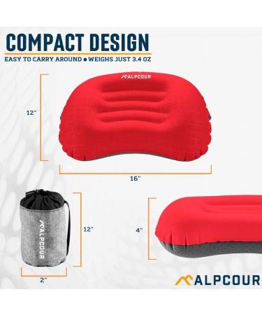Alpcour Large Inflatable Camping Pillow - Ultralight & Waterproof for Hiking & Travel, Army Green - Buy Online on GoSupps.com