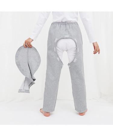 Shop Daily Wear Fleece Open File Nursing Pants for Elderly & Disabled - Detachable Crotch Gray - Size L/Large - Comfortable Incontinence Solution - Buy Online on GoSupps.com