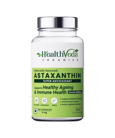 Plant Based Astaxanthin 4 mg Supplement I 60 Veg Capsules I Supports Eye Joint & Skin Health I Boosts Immune System I for Both Men & Women