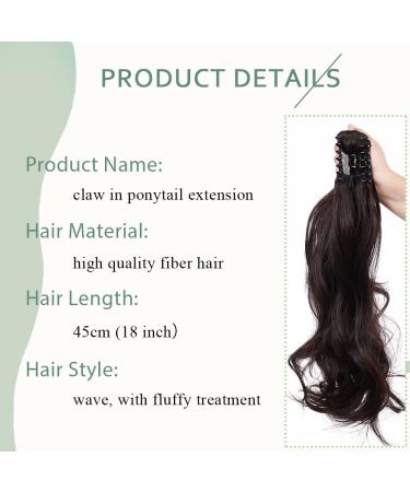 Buy Sego 45cm Ponytail Hair Extension - Voluminous Wavy Dark Brown Clip-In Braid - 140g Synthetic Hair - Buy Online on GoSupps.com