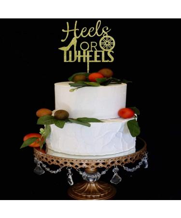 Wheels or Heels Cake Topper Gender Reveal Cake Decoration Boy or Girl Cupcake Toppers Baby Shower Party Decorations (Gold Glitter) - Buy Online on GoSupps.com