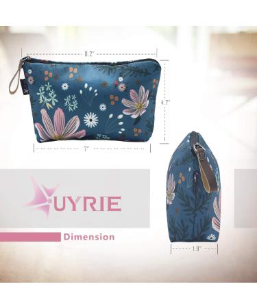 UYRIE Waterproof Cosmetic Bag - Travel Makeup Bags for Toiletries | Blue & Pink Flower Designs - Buy Online on GoSupps.com