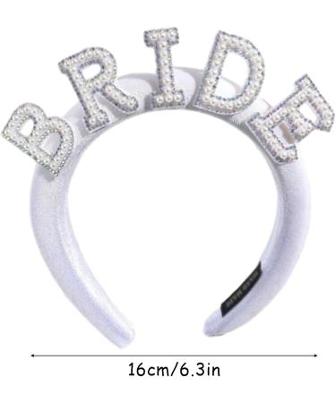 Pearl Bride Headband White Bride To Be Headband Rhinestone Bachelorette Hen Party Accessories Wide Bridal Hair Band for Wedding Party Decorations Bridal - Buy Online on GoSupps.com