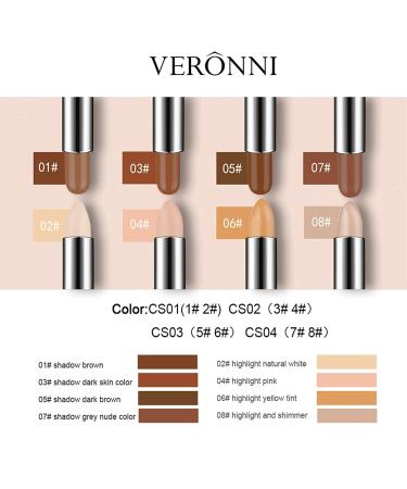 Cruelty-Free 8 Colors Contour Stick & Highlight Concealer 2-in-1 Set - Buy Online on GoSupps.com