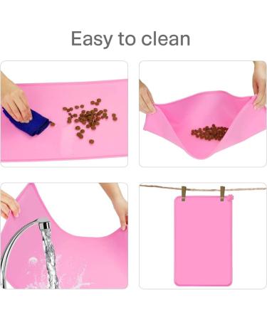 Emwel Silicone Dog Food Mat - Non-Slip Waterproof Cat & Dog Feed Mat (L 47x30 cm Pink) | Durable & Easy to Clean - Buy Online on GoSupps.com