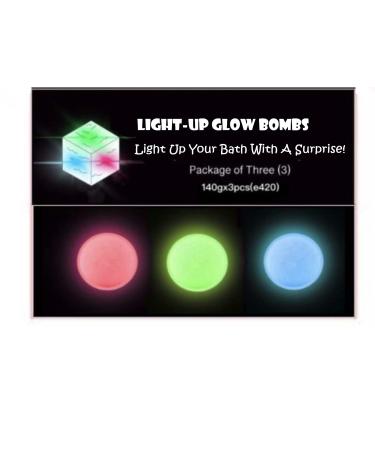 Glow in The Dark Light Up Glowing Bath Bombs for Ages 15 and Up Teens Adults Surprise Disco Lights Plastic Glowing Cube Inside - Pink Green Blue Bath Bombs - Fun - Smells Nice Fizz Great Gift Set of 3