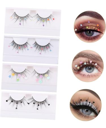 DOITOOL Heart Eyelashes 4 Pairs Sequin False Eyelashes Heart Lashes Butterfly Eyelashes Makeup Eyelashes Pesta as Postizas Naturales False Eyelashes Butterfly Bulk 3d Flash Chip Imitation - Buy Online on GoSupps.com