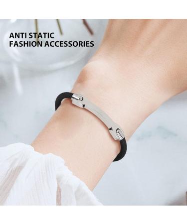 Static Electricity-Proof Balance Bracelet | Washable Waterproof Silicone Band with Negative Ions for Jogging - Black - Buy Online on GoSupps.com