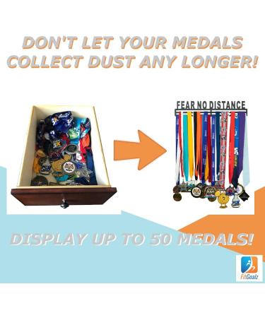 FitGoalz Custom Race Medal Display Rack - Medal Holder for Marathon Runner & Athletes | Wall Display for Sports Awards - FND Black - Buy Online on GoSupps.com