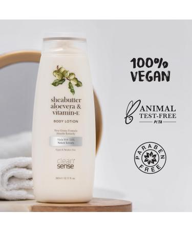 Cleansense Body Lotion - 360ml Non-Greasy Moisturizer with Shea Butter Aloe Vera & Vitamin E | 100% Vegan & Paraben Free | Ideal for Men & Women | International Shipping Available - Buy Online on GoSupps.com