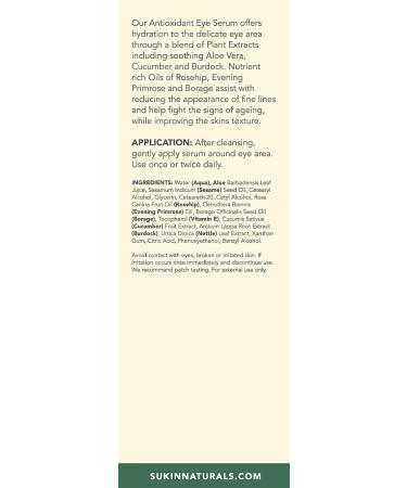Sukin Antioxidant Eye Serum 30ml - Brighten and Revitalize Your Eyes - Buy Online on GoSupps.com