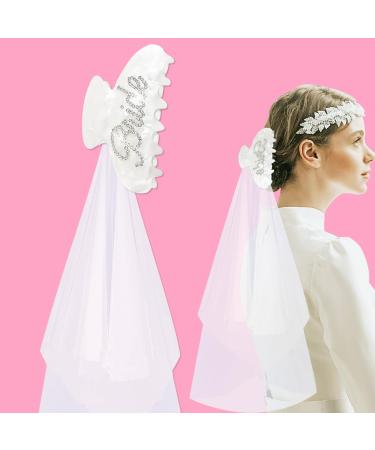 Bride Veil Claw Clip Bachelorette Bride Rhinestone Detachable Veil Claw Clip Accessories for Woman Bridal Shower Bachelorette Party engagement Wedding Bride To Be Gifts Bridesmaid Favors