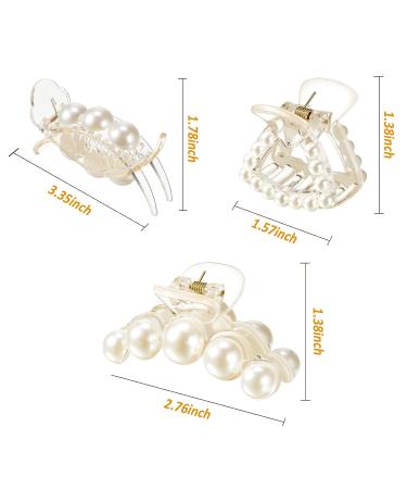 6-Piece Champagne Pearl Hair Claw Clips Set - Retro Non-Slip Barrettes for Women and Girls - Buy Online on GoSupps.com