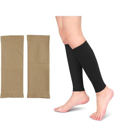Calf Compression Cuff for Men & Women | Varicose Vein Support Socks in Skin Color | Optimal Two-Stage Elastic Compression - Buy Online on GoSupps.com