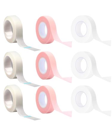 WeLash Eyelash Extension Adhesive Lash Tape Breathable Bond Tape for Lash Extensions PE Eyelash Tape for Extensions Essential Supplies for Make Up & Saloon 3 Different Types Pack of 9