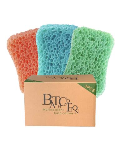 Bath Sponge 3 Pack Shower Sponges for Cleaning Exfoliating Body Sponge Orange,Blue,Green