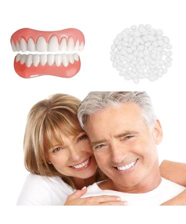 2 PCS Fake Teeth  Cosmetic Dentures Veneers Teeth for Women Upper and Lower Jaw  Nature and Comfortable  Protect Your Teeth and Regain Confident Smile