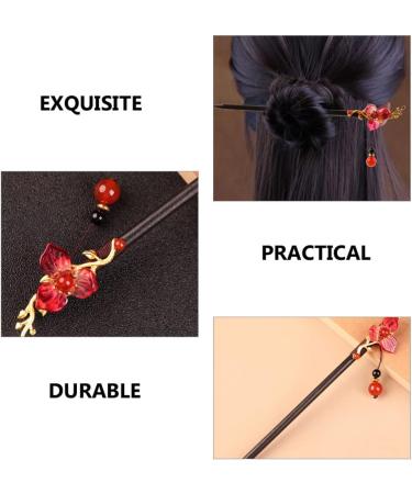 Antique Hairpin Hairpin Headpiece for Women Traditional Hair Sticks Red Hair Accessories for Women Japanese Hair Bride Pin Hair Sticks for Buns Miss China Wood Festive - Buy Online on GoSupps.com