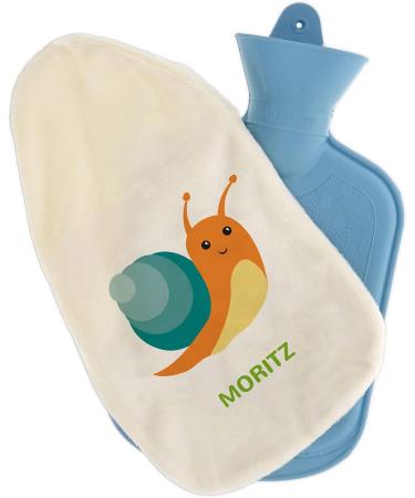 Personalized Hot Water Bottle with Cozy Cover - Custom Text Gift for Kids & Adults | 800ml Snail Design - Buy Online on GoSupps.com