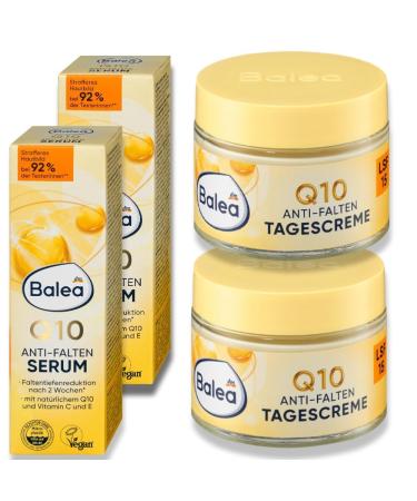 Generisch Set of 4: 2 Balea Q10 anti-wrinkle serums of 30 ml 2 anti-wrinkle creams Balea Q10 SPF 15 50 ml