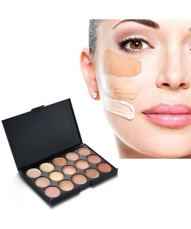 Vtrem 15 Colors Contour Palette Kit - Camouflage Concealer & Eyeshadow Makeup Set with Powder Brush - Perfect Christmas Gift - Buy Online on GoSupps.com