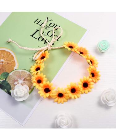 Minkissy Daisy Flower Headband Sunflower Hair Wreath Bridal Headpiece for Summer Wedding Beach ( Yellow ) Yellow2 - Buy Online on GoSupps.com