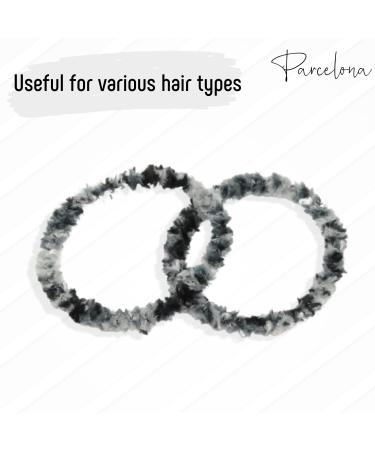 Parcelona Set of 4 Chenille Ponytail Elastic Hair Ties | Non-Slip & Metal-Free Hair Accessories for Women - Gray-Black - Buy Online on GoSupps.com