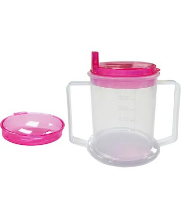 Wolvex Adult Drinking Cup Beaker with Handles & Anti Spill Lids - Pink | Dishwasher & Microwave Safe - BPA, PVC, Latex Free - Ideal for Disabled Adults - Buy Online on GoSupps.com