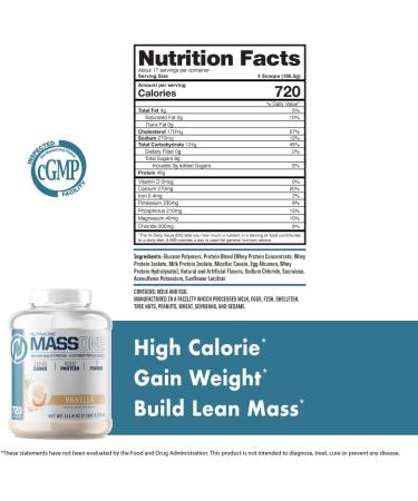 NutraOne Massone Mass Gainer Protein Powder - Vanilla, 7 lbs | Gain Mass Protein Meal Replacement - Buy Online on GoSupps.com