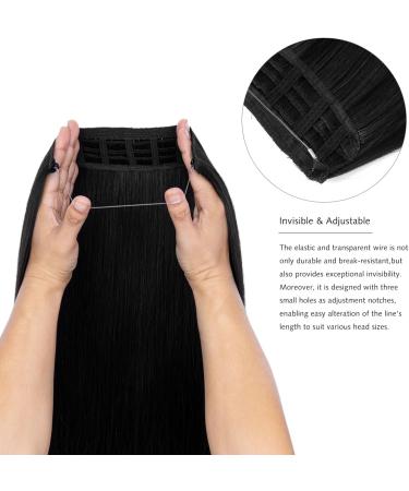 Yamel Invisible Wire Hair Extensions 16 Inch Natural Black Long Silky Straight Synthetic Hairpieces Secret Hair Extensions for Women Black 16 inch - Buy Online on GoSupps.com