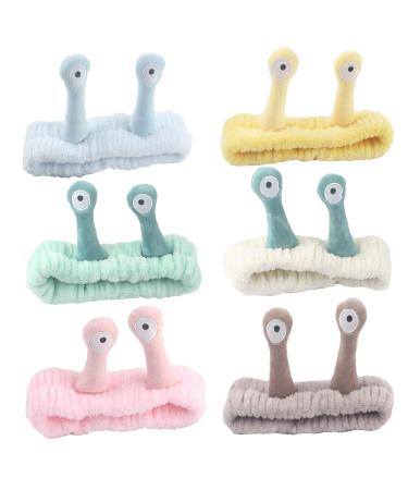 AOVNA 6 Pieces Spa Headband Face Wash Headband Snail Makeup Headband Elastic Headband for Shower Skincare Sport
