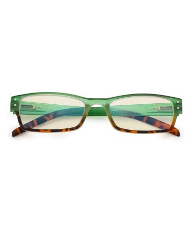 CessBlu Ladies Fashion Blue Light Filter Computer Glasses Anti UV Rays Glare Reader Eyeglasses for Women Reading Screen Green 2.5 x