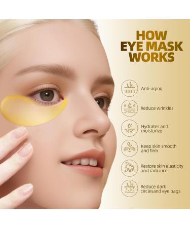 Brightening Eye Masks with Caffeine & Hydrolyzed Collagen - Hydrating Under Eye Patches for Dark Circles & Puffiness - Gold Collagen - Buy Online on GoSupps.com