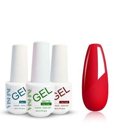 Vishine Gel Nail Polish Starter Kit - 48W LED Lamp Base & Top Coat 4 Red Shades | Perfect Nail Art - Buy Online on GoSupps.com