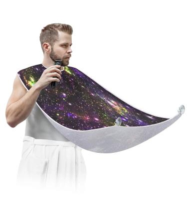 Beard Bib Apron Beard Bib Hair Catcher for Men Shaving and Trimming Non-Stick Waterproof Beard Cape Grooming Cloth Colorful Galaxy Space